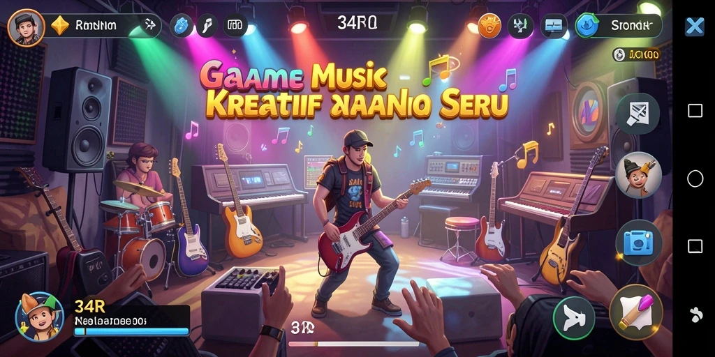 Screenshot gameplay 34R menampilkan pemain menikmati permainan musik.