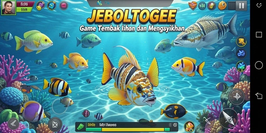 Tampilan menarik gameplay JEBOLTOGEL dengan aksi menangkap ikan.