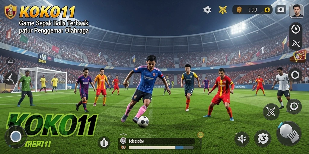 Tampilan menarik gameplay KOKO11 dengan aksi sepak bola yang intens.