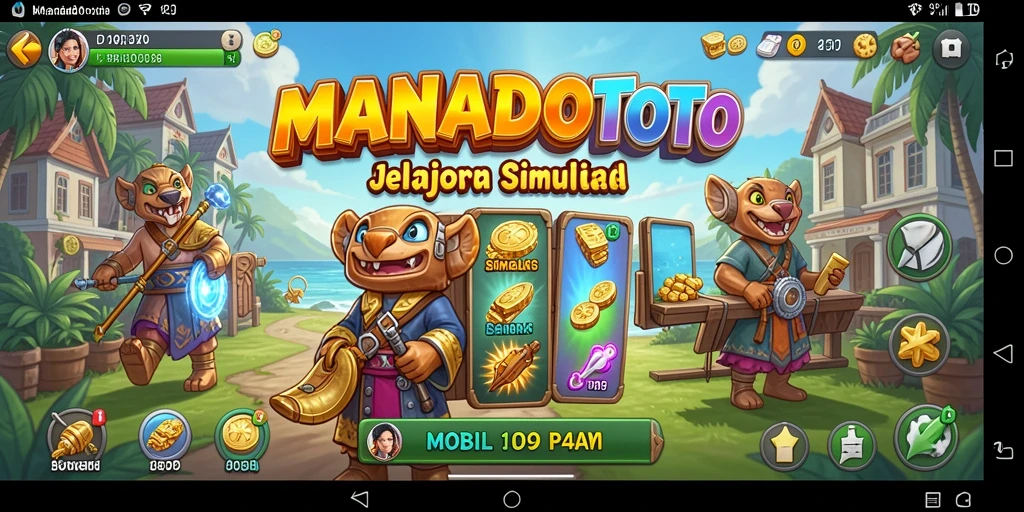 Tampilan gameplay seru dalam MANADOTOTO dengan dunia simulasi yang interaktif.