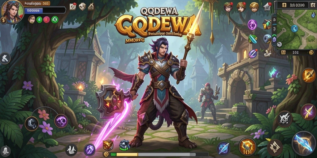 Screenshot gameplay QQDEWA yang menunjukkan pertarungan seru di dunia MMORPG.