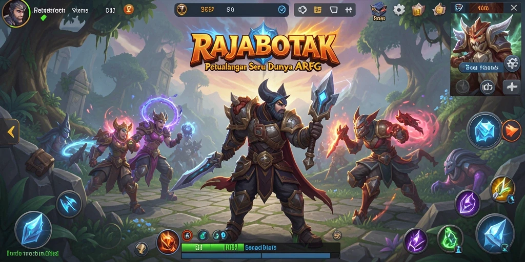 Tampilan gameplay utama RAJABOTAK dalam pertempuran dinamis.