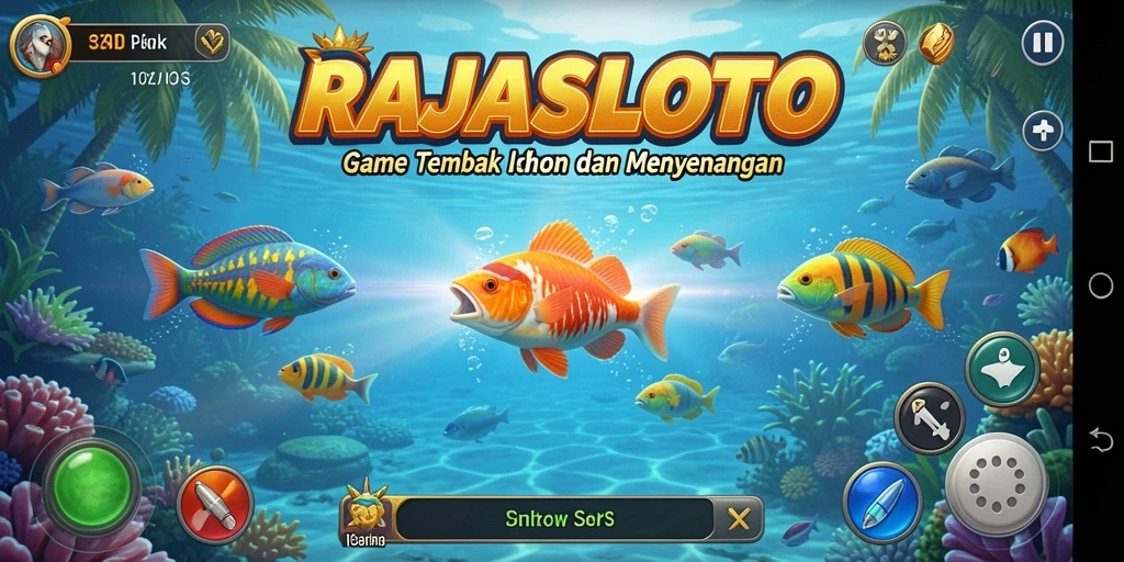 Tampilan gameplay seru dari RAJASLOTO saat berburu ikan.