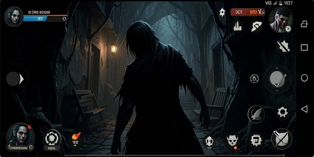 Tampilan gameplay V07 yang menegangkan dengan atmosfer horor yang mencekam.